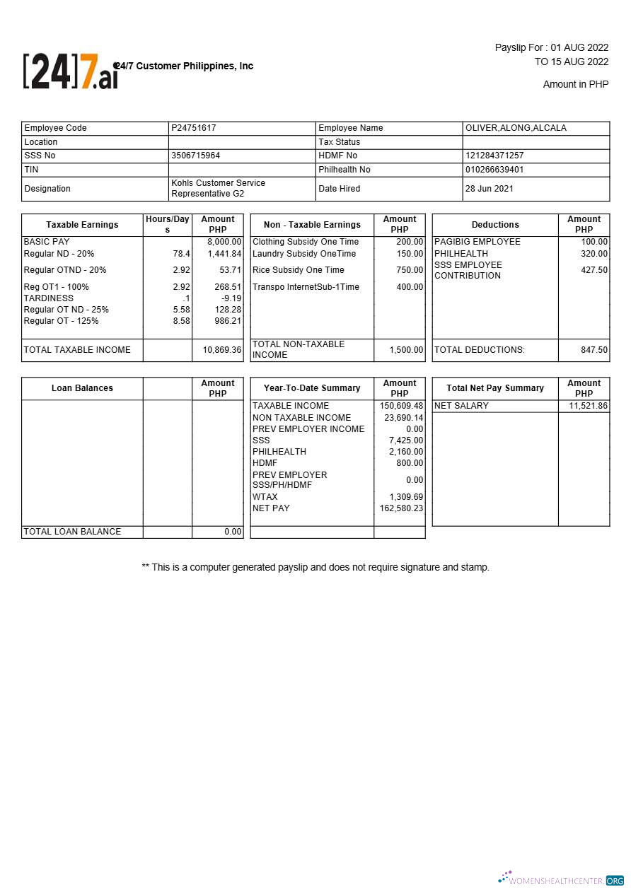 Download 24 7 Customer Philippines payslip template in Word and PDF formats.pdf, 1 Photoshop template